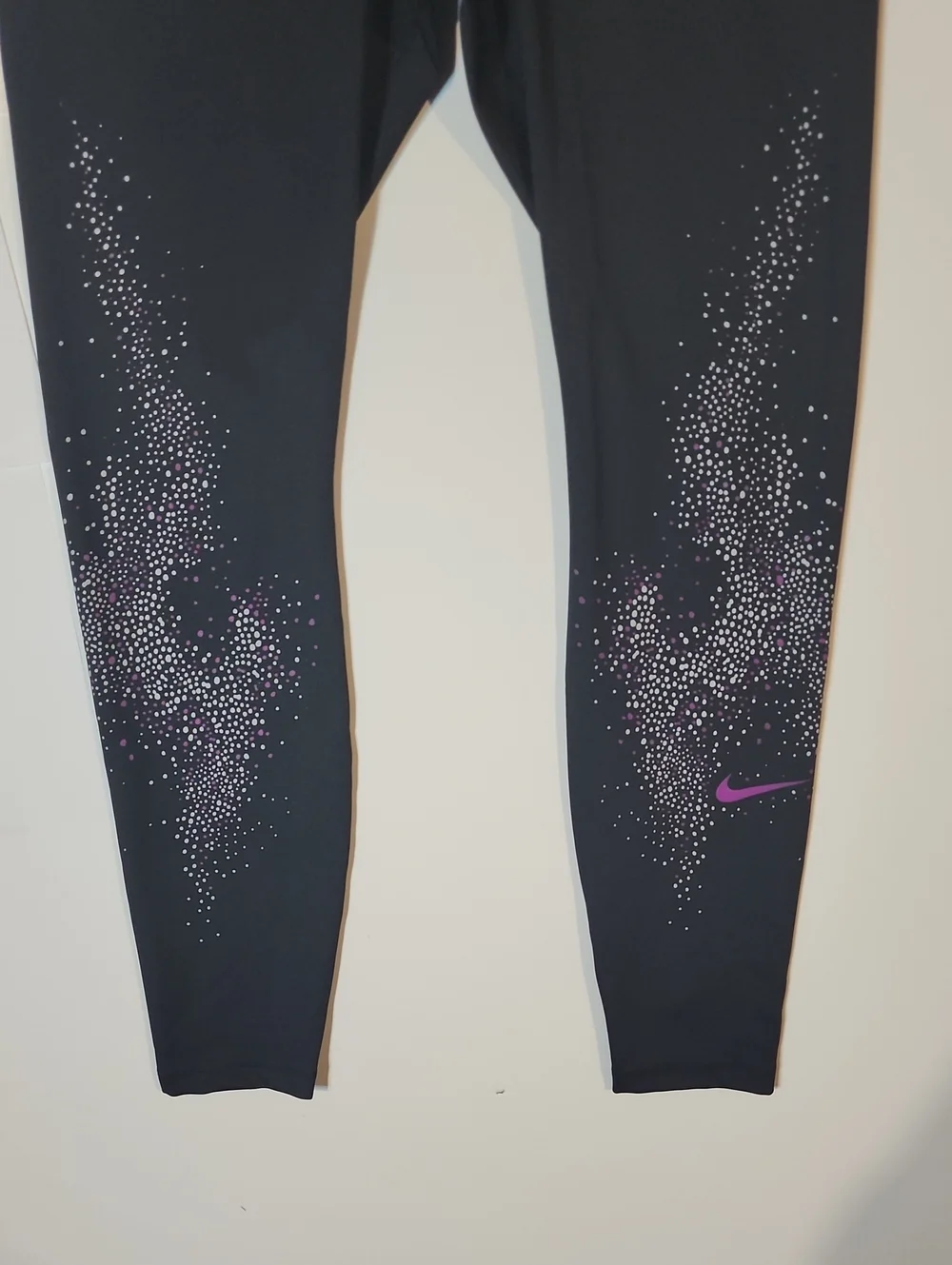 Nike Women Fast Flash Black/Vivid Purple Reflectiv Running Tight EUC Large